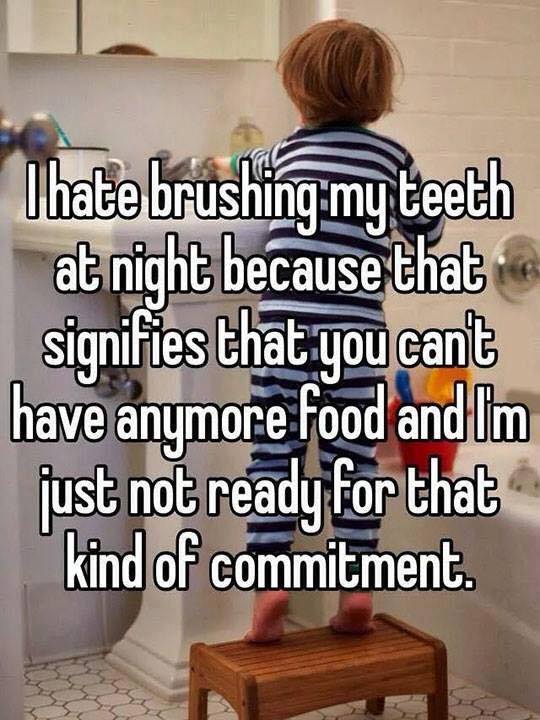 Brushing teeth at night